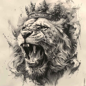 king-of-animals – tattoo design ideas free ai generated – neotraditional-color-richness – for-collarbone – Gallery: lions-inkby-ai