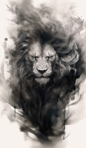 king-of-animals – tattoo design ideas free ai generated – neotraditional-subtle-tone – for-collarbone – Gallery: lions-inkby-ai