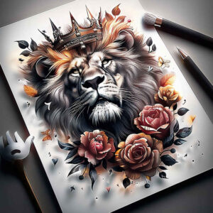 king-of-animals – tattoo design ideas free ai generated – realism-light-play – for-hand – Gallery: lions-inkby-ai
