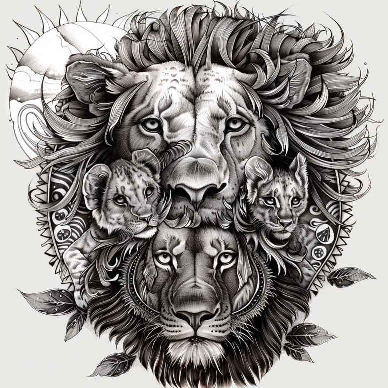 lion-and-fire – tattoo design ideas free ai generated – realism-lifelike-eyes – for-ankle – Gallery: lions-inkby-ai