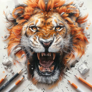 lion-and-fire – tattoo design ideas free ai generated – surrealism-enigmatic – for-upper-chest – Gallery: lions-inkby-ai