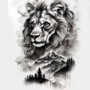 lion-and-light – tattoo design ideas free ai generated – neotraditional-rich-shading – for-inner-arm – Gallery: lions-inkby-ai