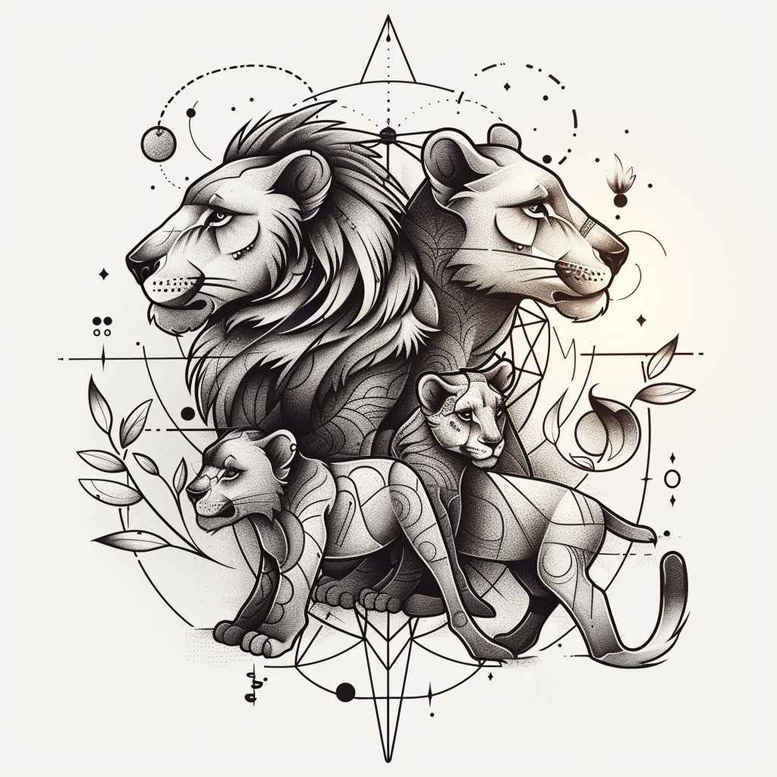 lion-and-light – tattoo design ideas free ai generated – realism-life-like – for-ankle – Gallery: lions-inkby-ai