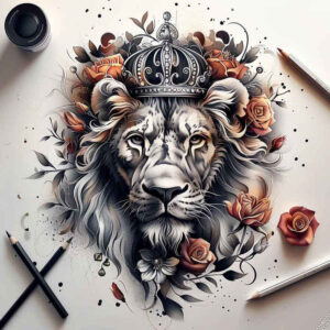 lion-and-pride – tattoo design ideas free ai generated – neotraditional-classic-motifs – for-collarbone – Gallery: lions-inkby-ai