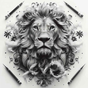 lion-and-pride – tattoo design ideas free ai generated – realism-gradient-tones – for-behind-ear – Gallery: lions-inkby-ai