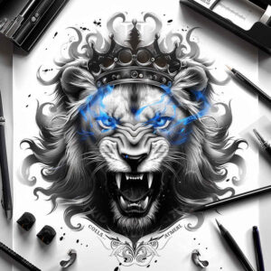 lion-and-pride – tattoo design ideas free ai generated – realism-ink-layering – for-forearm – Gallery: lions-inkby-ai