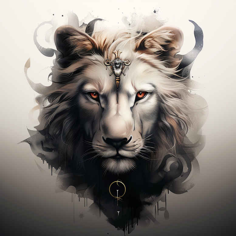 lion-and-shadow – tattoo design ideas free ai generated – realism-minimal-grain – for-collarbone – Gallery: lions-inkby-ai