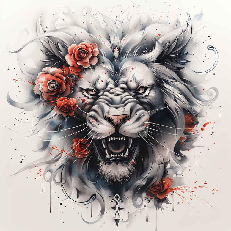 lion-and-shadow – tattoo design ideas free ai generated – realism-natural-finish – for-heel – Gallery: lions-inkby-ai