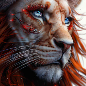 lion-and-shadow – tattoo design ideas free ai generated – surrealism-ambiguous-space – for-side-torso – Gallery: lions-inkby-ai
