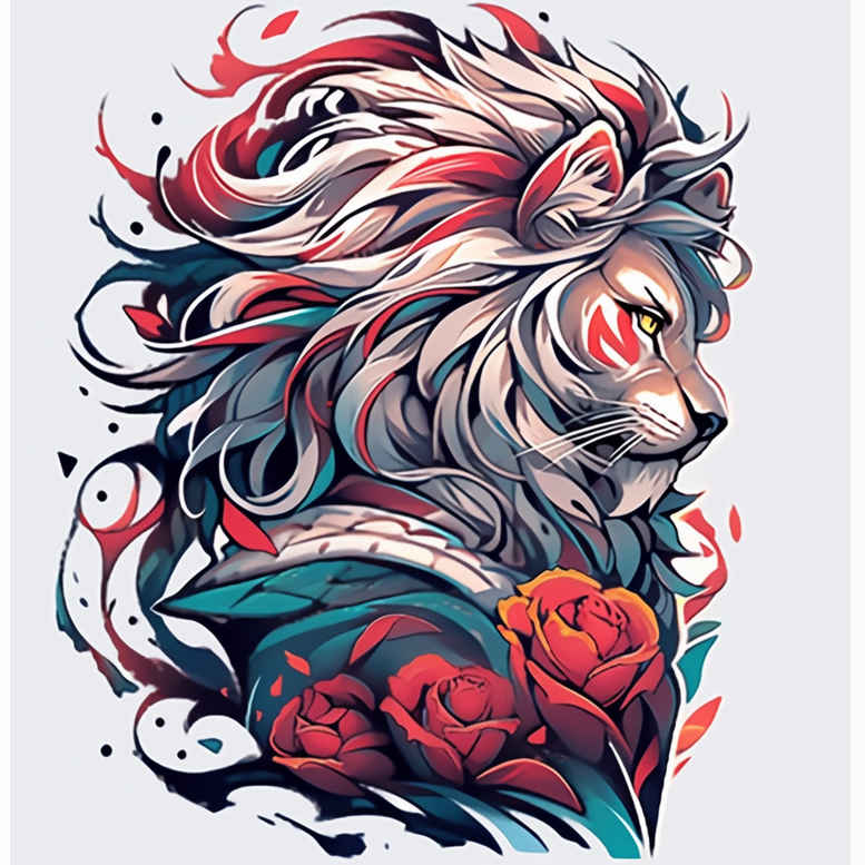 lion-and-shadow – tattoo design ideas free ai generated – surrealism-ethereal-glow – for-biceps – Gallery: lions-inkby-ai