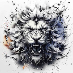 lion-and-sun – tattoo design ideas free ai generated – neotraditional-layered-color – for-spine – Gallery: lions-inkby-ai
