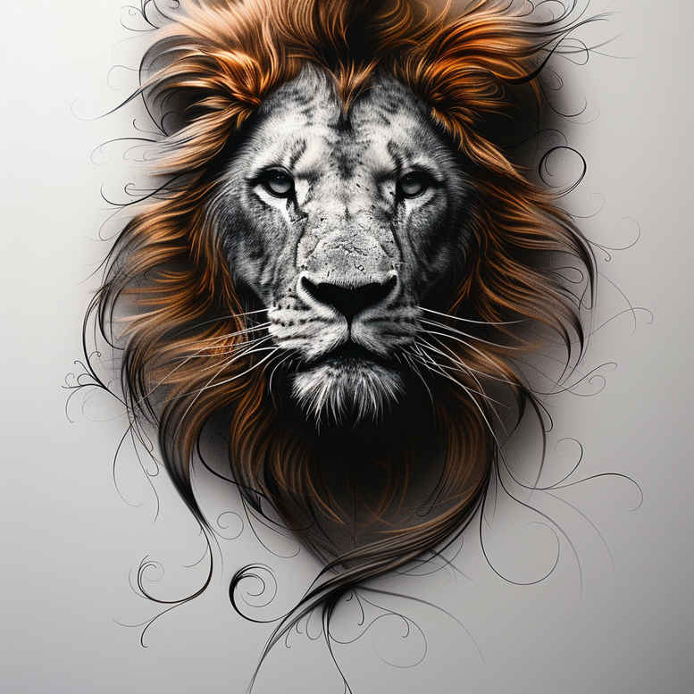 lion-in-nature – tattoo design ideas free ai generated – neotraditional-soft-shadows – for-upper-chest – Gallery: lions-inkby-ai