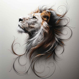 lion-in-shadow – tattoo design ideas free ai generated – neotraditional-enhanced-shading – for-lower-back – Gallery: lions-inkby-ai