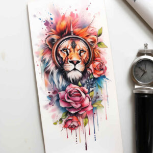 lion-in-shadow – tattoo design ideas free ai generated – realism-sharp-focus – for-sternum – Gallery: lions-inkby-ai