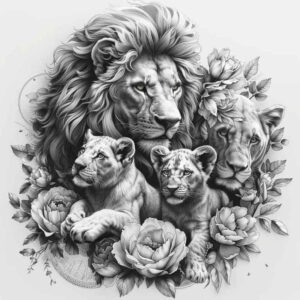 lion – tattoo design ideas free ai generated – neotraditional-clean-fill – for-shoulder – Gallery: lions-inkby-ai