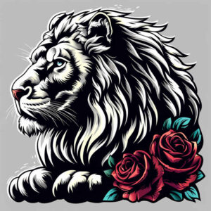 lion – tattoo design ideas free ai generated – neotraditional-rich-shading – for-lower-chest – Gallery: lions-inkby-ai