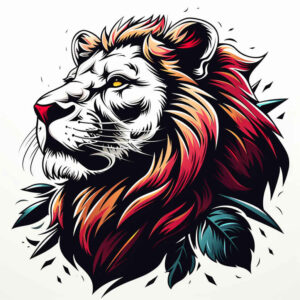 lion – tattoo design ideas free ai generated – neotraditional-textured-fills – for-lower-chest – Gallery: lions-inkby-ai