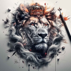 lion-protection-symbol – tattoo design ideas free ai generated – neotraditional-layered-fill – for-wrist – Gallery: lions-inkby-ai