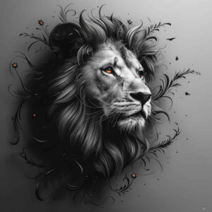 lion-protection-symbol – tattoo design ideas free ai generated – realism-minimal-grain – for-stomach – Gallery: lions-inkby-ai