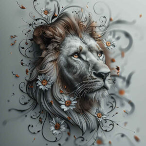 lion-silhouette – tattoo design ideas free ai generated – neotraditional-artistic-contrast – for-toe – Gallery: lions-inkby-ai