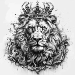 lion-silhouette – tattoo design ideas free ai generated – surrealism-vivid-hallucination – for-back-of-neck – Gallery: lions-inkby-ai