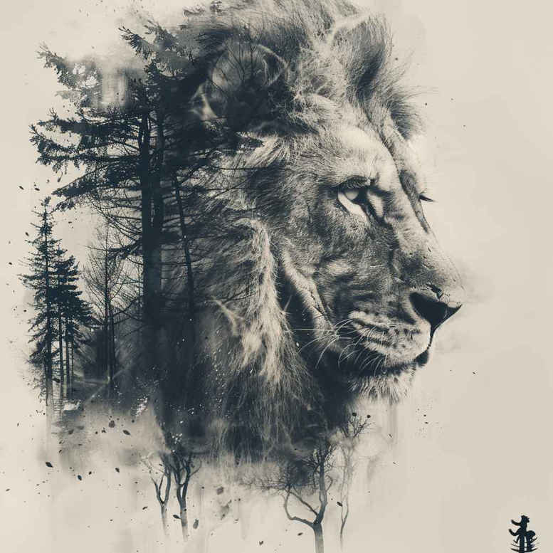 lion-tattoo – tattoo design ideas free ai generated – neotraditional-detailed-textures – for-biceps – Gallery: lions-inkby-ai