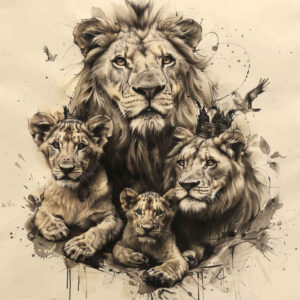 lion-tattoo – tattoo design ideas free ai generated – neotraditional-enhanced-shading – for-back-shoulder – Gallery: lions-inkby-ai