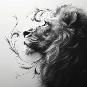 lion-tattoo – tattoo design ideas free ai generated – realism-smooth-gradients – for-behind-ear – Gallery: lions-inkby-ai
