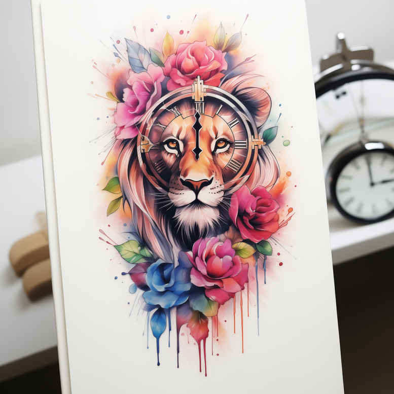 lion-tattoo – tattoo design ideas free ai generated – realism-soft-transitions – for-upper-thigh – Gallery: lions-inkby-ai