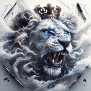 lion-with-3d-effect – tattoo design ideas free ai generated – surrealism-enigmatic – for-arm – Gallery: lions-inkby-ai