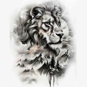 lion-with-claws – tattoo design ideas free ai generated – neotraditional-clean-fill – for-palm – Gallery: lions-inkby-ai