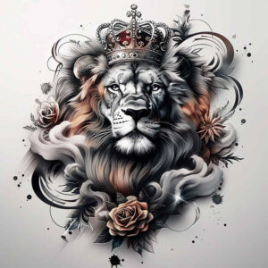 lion-with-claws – tattoo design ideas free ai generated – neotraditional-layered-color – for-side-torso – Gallery: lions-inkby-ai