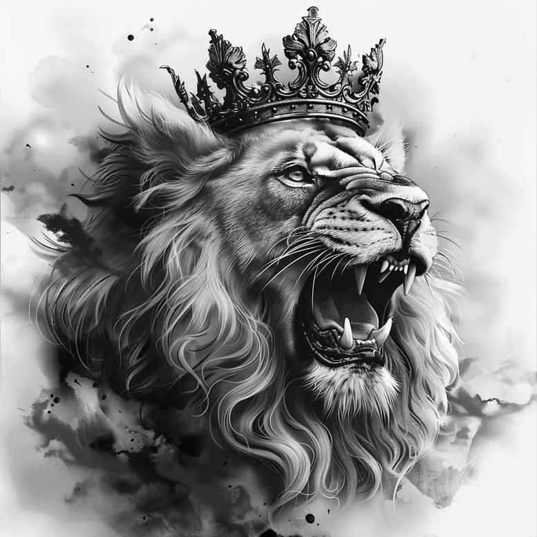 lion-with-claws – tattoo design ideas free ai generated – surrealism-fantastical – for-neck – Gallery: lions-inkby-ai