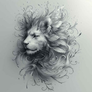 lion-with-crown – tattoo design ideas free ai generated – neotraditional-textured-fills – for-shoulder – Gallery: lions-inkby-ai