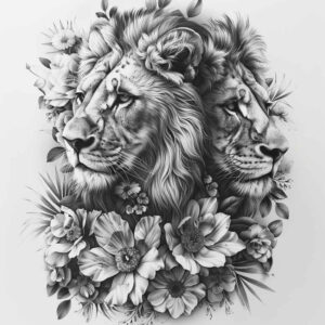 lion-with-detail-for-men – tattoo design ideas free ai generated – neotraditional-bold-color-blocks – for-full-back – Gallery: lions-inkby-ai