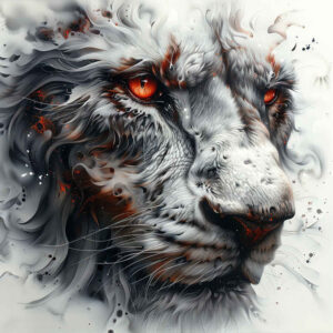 lion-with-detail-for-men – tattoo design ideas free ai generated – surrealism-fragmentation – for-side – Gallery: lions-inkby-ai
