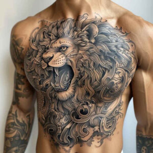 lion-with-detail – tattoo design ideas free ai generated – neotraditional-clear-lines – for-wrist-side – Gallery: lions-inkby-ai