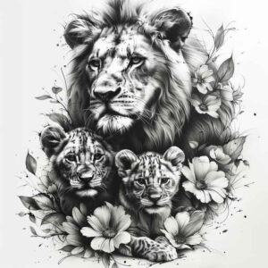 lion-with-detail – tattoo design ideas free ai generated – neotraditional-enhanced-color – for-lower-arm – Gallery: lions-inkby-ai