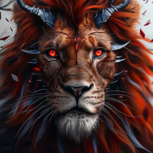 lion-with-detail – tattoo design ideas free ai generated – surrealism-chromatic-flux – for-back – Gallery: lions-inkby-ai