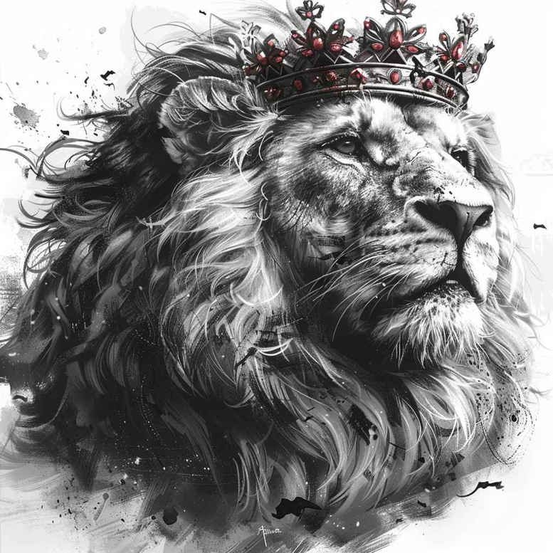 lion-with-detail – tattoo design ideas free ai generated – surrealism-ethereal-glow – for-collarbone – Gallery: lions-inkby-ai