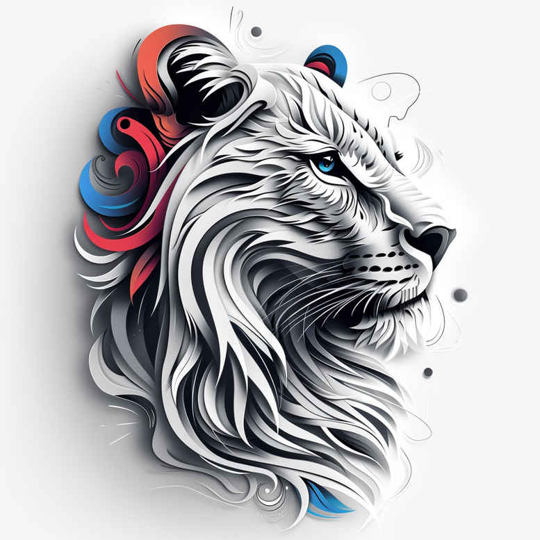 lion-with-feathers – tattoo design ideas free ai generated – realism-realistic-proportions – for-upper-arm – Gallery: lions-inkby-ai