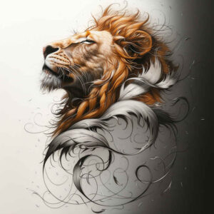lion-with-lines – tattoo design ideas free ai generated – realism-color-precision – for-ribs – Gallery: lions-inkby-ai