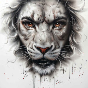 lion-with-lines – tattoo design ideas free ai generated – realism-smooth-gradients – for-arm – Gallery: lions-inkby-ai