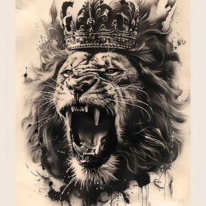 lion-with-mane – tattoo design ideas free ai generated – neotraditional-enhanced-shading – for-ribs – Gallery: lions-inkby-ai