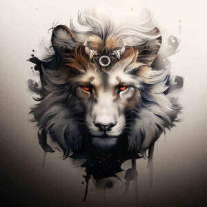 lion-with-open-mouth – tattoo design ideas free ai generated – surrealism-timeless – for-abdomen – Gallery: lions-inkby-ai