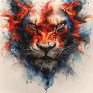 lion-with-ornament – tattoo design ideas free ai generated – neotraditional-dynamic-color – for-ribs – Gallery: lions-inkby-ai