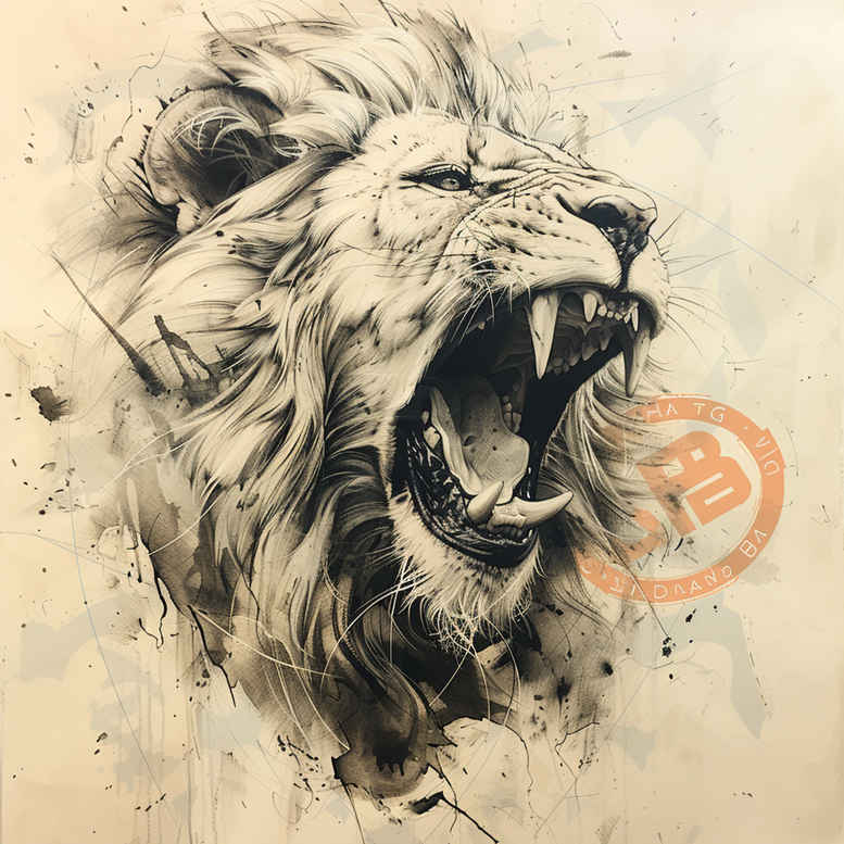 lion-with-ornament – tattoo design ideas free ai generated – realism-surface-complexity – for-side – Gallery: lions-inkby-ai