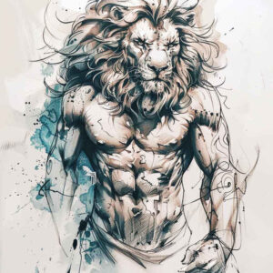 lion-with-paws – tattoo design ideas free ai generated – neotraditional-dynamic-color – for-foot – Gallery: lions-inkby-ai