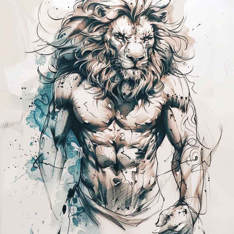 lion-with-paws – tattoo design ideas free ai generated – neotraditional-dynamic-color – for-foot – Gallery: lions-inkby-ai