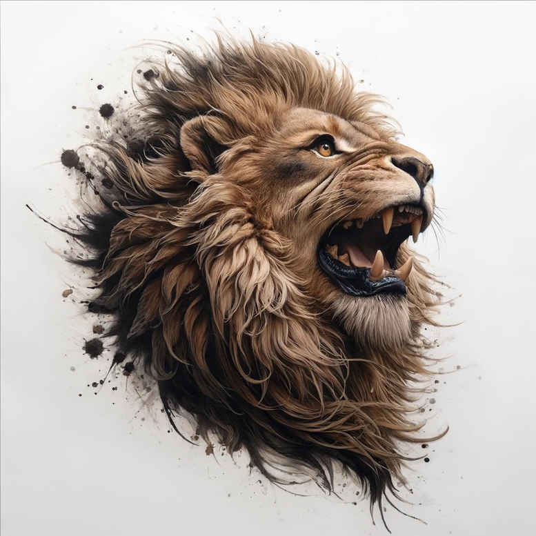 lion-with-paws – tattoo design ideas free ai generated – neotraditional-ornamental – for-hip – Gallery: lions-inkby-ai